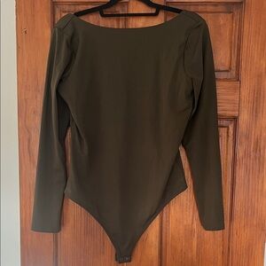 Express Olive Green Long Sleeve Bodysuit
